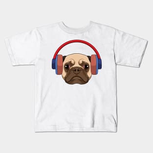 Dog at Music with Headphone Kids T-Shirt